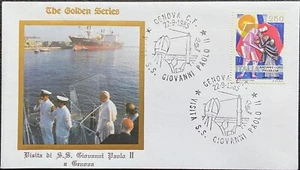 1985 Visita del Papa Juan Pablo II a Génova Serie Dorada FDC desde el Vaticano - Imagen 1 de 1