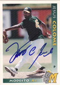 JESUS COLOME MODESTO A'S SIGNED CARD RAYS WASHINGTON NATIONALS MARINERS BREWERS - Picture 1 of 1