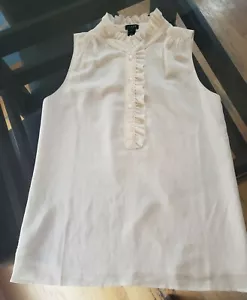 J.Crew Ivory Ruffle Neck Tank Top - Picture 1 of 11