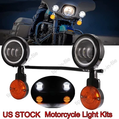 Barra de luz puntual de señal de giro de paso Bk para Harley Heritage Softail Classic FLSTC Foto 1 de 4