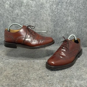Marks & Spencer Mens Oxford Shoes 7.5 Brown Leather Wing-Tip Brogue Dress Formal - Picture 1 of 9