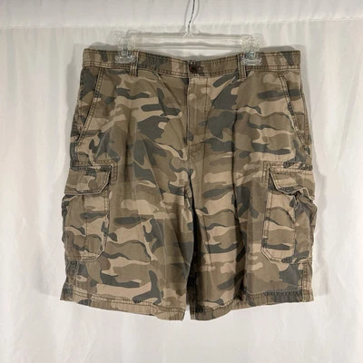 Pantalones Cortos Carga Izod Camuflados Para Hombre 36 Verde Botón Cremallera Gancho Bolsillos 100% Algodón Foto 1 de 4