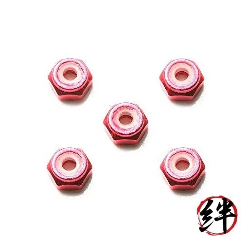 Tamiya Mini 4WD 95426 2mm Aluminum Lock Nut (Pink 5 pcs.) - Image 1 of 1