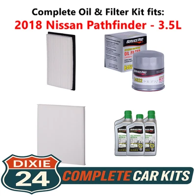 2018 Nissan Pathfinder 3.5L Complete Cabin, Air & Oil Filter Kit (0W-20) Foto 1 de 4