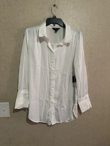 Simply Vera Vera Wang Women’s Button Down Shirt White Sz Large - Picture 1 of 6