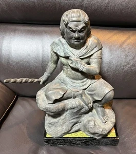 Antique 19TH C FUDO MYOO ACALA NIO Buddha Bronze Statue 14.9 inch JAPAN Buddhism - Picture 1 of 10