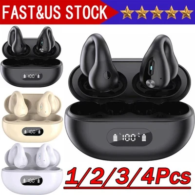 Bluetooth 5.3 Headset Wireless Ear Clip Earbuds Bone Conduction Headphones Sport - Image 1 of 4