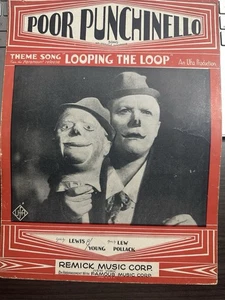 C 1929 UFA CLOWN  FILM Sheet Music LOOPING THE LOOP ‘Poor Punchinello’ - Picture 1 of 5