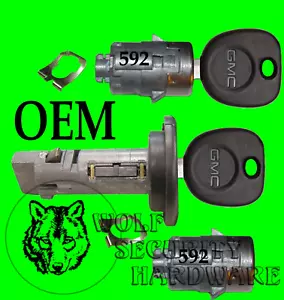 2002 Sierra Others Ignition Key Switch Lock Cylinder & Door Lock Set 2 GMC Keys - Picture 1 of 3