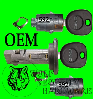 2002 Sierra Others Ignition Key Switch Lock Cylinder & Door Lock Set 2 GMC Keys - Image 1 of 3