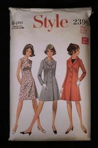 Style 2390 Misses Coat & Dress Vintage 1969 Sewing Pattern sz 12 (Bust 34) Cut   - Picture 1 of 2