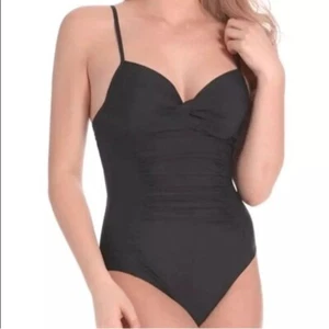 Assets By Sara Blakely Womens M Black One Piece Swimsuit Push Up 1547 Slimming - Picture 1 of 15