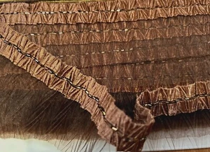 trim beaded 2.5" hand sewn sheer satin organza cocoa brown 1yd - Picture 1 of 2