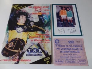 PAT JENNINGS 1986 TESTIMONIAL PROGRAMME TICKET & PRINT KEVIN KEEGAN GEORGE BEST - Picture 1 of 1