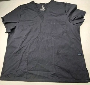 Adar Universal Black 2 Pocket Scrub Unisex 2XL V-Neck Pit To Pit 26in - Picture 1 of 5