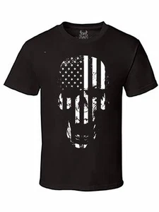 NEU HERREN-T-SHIRT BEDRUCKT TOTENKOPF AMERIKANISCHE FLAGGE LUSTIG HIPSTER ROCK & ROLL ALLE FARBEN - Bild 1 von 16