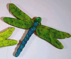 Glitzernde Libelle Kühlschrankmagnet 6 x 9 cm Unikat handbemalt Holz - Bild 1 von 2