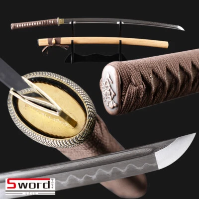 Katana samurai japonesa de acero al carbono 1095 arcilla espada templada hoja afilada Foto 1 de 4