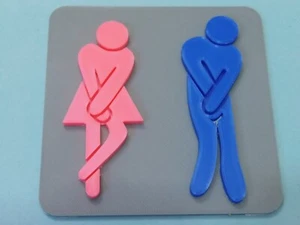 LUSTIGE HERREN & DAMEN TÜR TOILETTE BADEZIMMER SCHILDER MIT KLEBER 3D-DRUCK - Bild 1 von 4