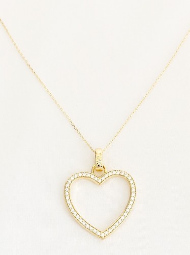MICHAEL KORS Collana Starter Placcata in Oro 14k e Ciondolo Cuore Pavimentazione Oversize $205