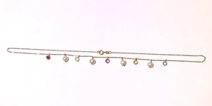 Collana in oro giallo 14 kt con perle tonde e pietre preziose maglia di perle 16" 3,1 g - Foto 1 di 10