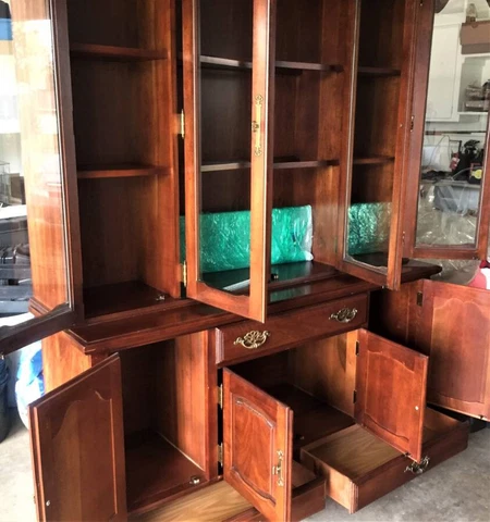 China cabinet display 2 pc set cherry solid wood lighted 80x 59x17 by Cochrane Cover