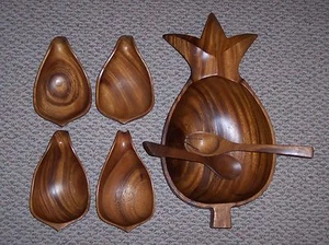 Vintage Monkey Pod Wood, Salad Bowl Set - Picture 1 of 10