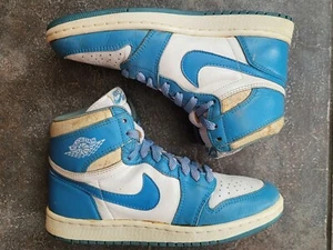 1985 Nike Air Jordan 1 OG Original White/Carolina Blue UNC  sz 8  - Picture 1 of 9