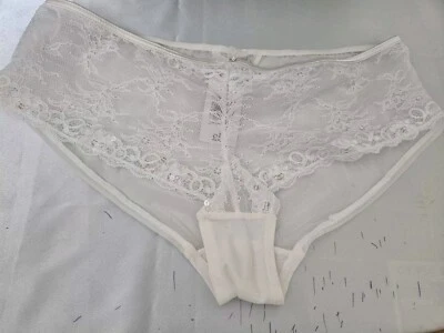 Matalan Lingerie Sexy Briefs Size 18 Tie Bow Back Underwear Sheer Ivory - Image 1 of 4