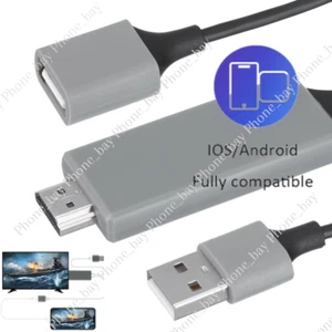 1080P HDMI Mirroring Cable Phone to TV HDTV Adapter Cord for iPhone iPad Android - Picture 1 of 9