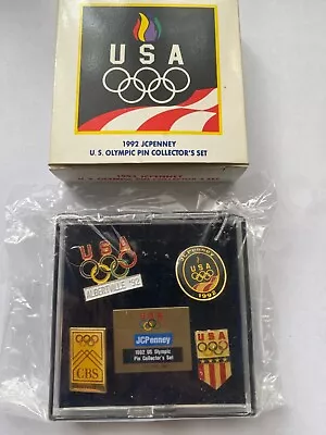 VINTAGE 1992 JCPENNEY U.S. OLYMPIC PIN COLLECTOR'S SET WITH ORIGINAL BOX & PACK. - Image 1 of 4