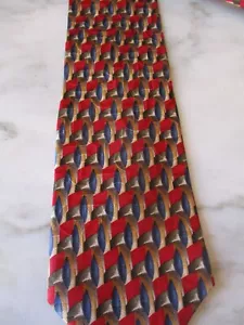 Corbata Gianfrranco Ruffini Band--Extra Larga Multicolor sobre Rojo - Imagen 1 de 2