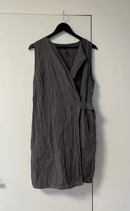 Sarah Pacini Linen Gray Avant Garde Dress Kimono Coat sz 3 - Picture 1 of 17