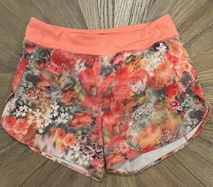 Athleta Girl Size XL / 14 Run the World Short Coral Pink Blurred Floral 3” - Picture 1 of 11