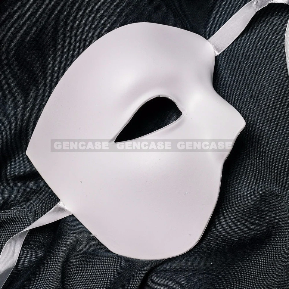 Blank White DIY Mask Masquerade Phantom of the Opera Half Face Eye Mask Costume - Image 1 of 3
