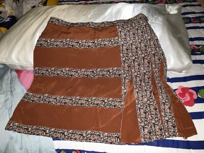 New Tory Burch Runway Mahogany Brent Silk Brown Pleated Skirt Womens Size 4 - Image 1 of 4