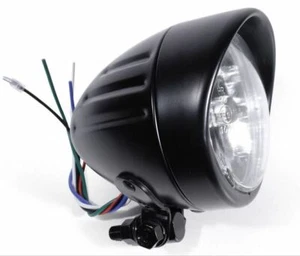 Faro Nero Moto Omologato Universale per Bobber Custom Harley Naked Chopper HD - Foto 1 di 5