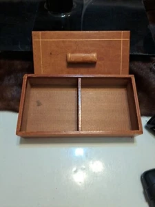 Brown Pigskin Leather Desk Organizer Trinket Storage Box - Picture 1 of 4
