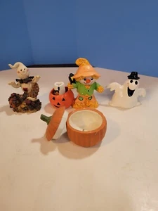 4 Small Halloween Ghost Pumpkin Scarecrow Decorations - Picture 1 of 4