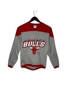 Vintage 90s Chicago Bulls Grey and Red Crewneck Sweatshirt Size Youth Medium - Picture 1 of 7