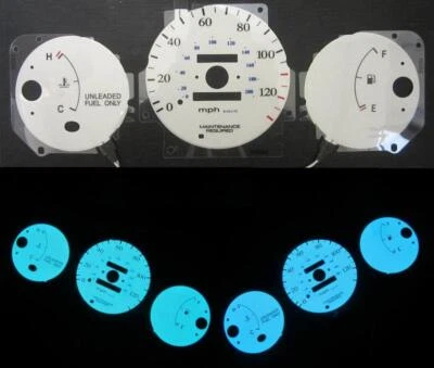 1996-2000 Honda Civic DX Manual Transmission Glow Gauges For Cluster Blue Green - Image 1 of 4