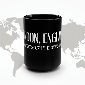 London England Becher Kaffee Latte Englophil groß 15oz Reise schwarz modern NEU - Bild 1 von 5