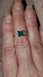 NWT. size 6.  Diamonique stones with created emerald.  - Picture 1 of 1