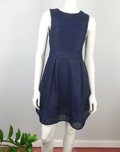 Nichii Size S, 10 A Line Pleated Skater Dress Sleeveless Lined Blue Structured - Bild 1 von 12