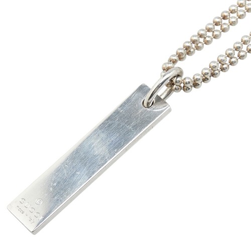 Collana Gucci Logo Placca Doppia Sfera Catena Sv925 Argento Donna Usata
