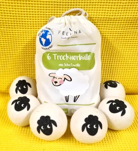 Trocknerbälle Waschbälle 6 Stück 100% Schafswolle -- Retourenware -- - Bild 1 von 1