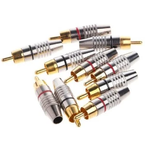 10 Stück Vergoldeter Cinch-Stecker Audio-Video-Kabel Stecker Metallzubehör - Photo 1/12