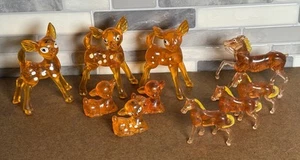 Vintage 1960's Orange Lucite Plastic Deer ,Fawns And Horses Figurines Lot - Picture 1 of 3
