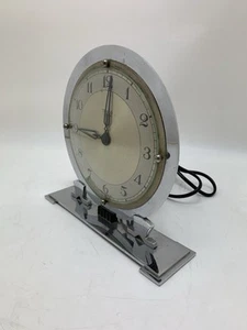 Art Deco 1930s TEMCO ELECTRIC Chrome Mantel Clock Working - Picture 1 of 9