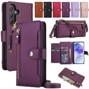Shockproof Zipper Wallet Card Case Leather Flip Cover For Samsung Galaxy S25FE - Picture 1 of 79